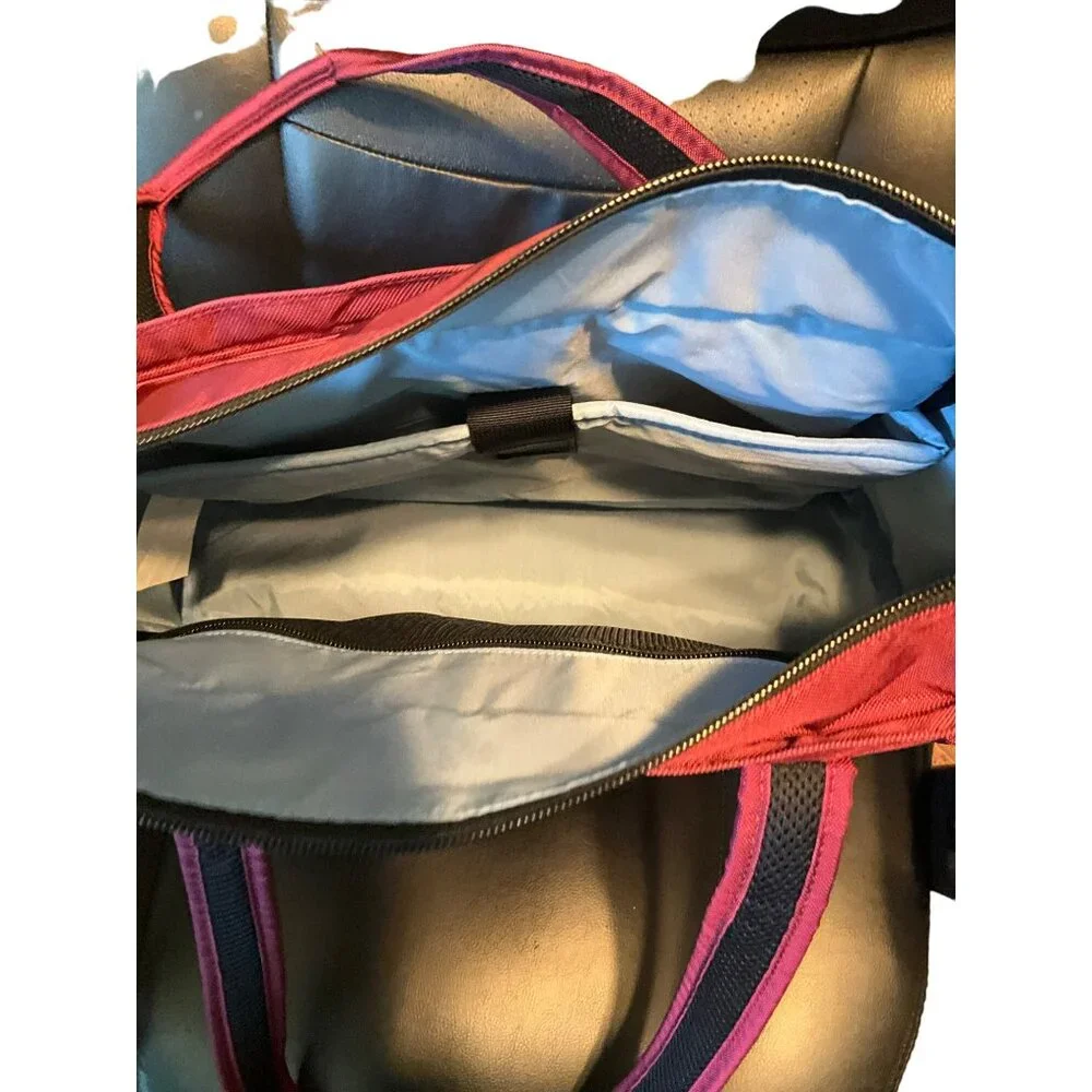 L.L.Bean Maroon‎ Nylon Zip Tote Computer Bag With Multiple Pockets